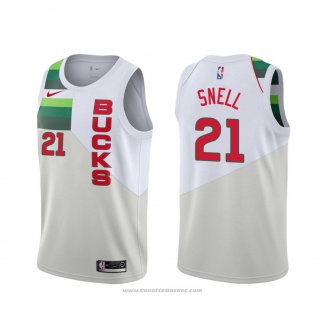 Maglia Milwaukee Bucks Tony Snell #21 Earned Edition Bianco