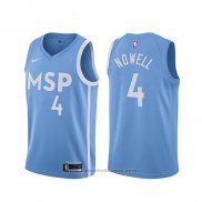 Maglia Minnesota Timberwolves Jaylen Nowell #4 Citta 2019-20 Blu