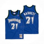 Maglia Minnesota Timberwolves Kevin Garnett NO 21 Hardwood Classics Throwback 2003-04 Blu