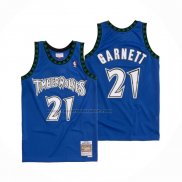 Maglia Minnesota Timberwolves Kevin Garnett NO 21 Hardwood Classics Throwback 2003-04 Blu