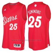 Maglia Natale 2016 Philadelphia 76ers Ben Simmons #25 Rosso