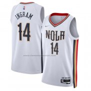 Maglia New Orleans Pelicans Brandon Ingram #14 Citta 2021-22 Bianco