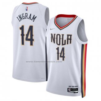 Maglia New Orleans Pelicans Brandon Ingram #14 Citta 2021-22 Bianco