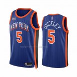 Maglia New York Knicks Immanuel Quickley #5 Citta 2023-24 Blu