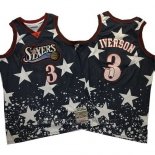 Maglia Philadelphia 76ers Allen Iverson #3 Hardwood Retro 1997-98 Nero