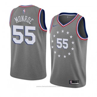 Maglia Philadelphia 76ers Greg Monroe #55 Citta 2018-19 Grigio