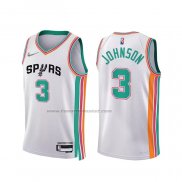 Maglia San Antonio Spurs Keldon Johnson NO 3 Citta 2021-22 Bianco