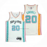 Maglia San Antonio Spurs Manu Ginobili NO 20 Citta 2021-22 Bianco