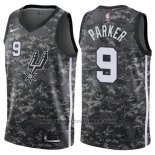 Maglia San Antonio Spurs Parker #9 Citta 2017-18 Grigio