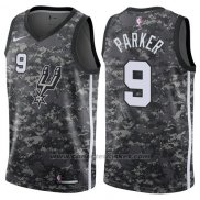 Maglia San Antonio Spurs Parker #9 Citta 2017-18 Grigio