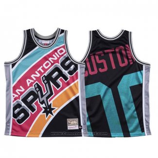 Maglia San Antonio Spurs Personalizzate Mitchell & Ness Big Face Nero