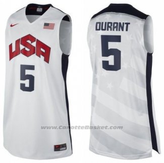 Maglia USA 2012 Kevin Durant #5 Bianco