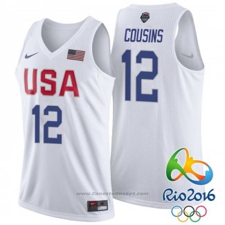 Maglia USA 2016 DeMarcus Cousins #12 Bianco