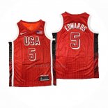 Maglia USA 2024 Anthony Edwards #5 Olimpiadi Rosso
