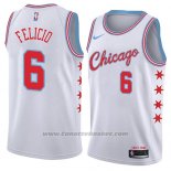 Maglia Chicago Bulls Cristiano Felicio #6 Citta 2018 Bianco