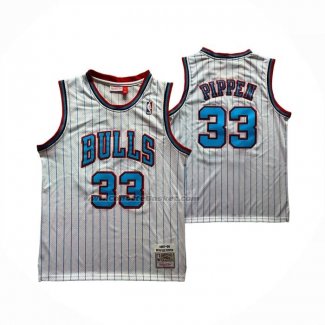 Maglia Chicago Bulls Scottie Pippen No 33 Mitchell & Ness 1997-98 Bianco1
