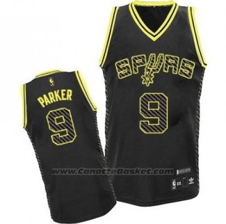 Maglia Elettricita Moda San Antonio Spurs Tony Parker #9 Nero