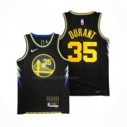 Maglia Golden State Warriors Kevin Durant #35 Citta 2021-22 Nero