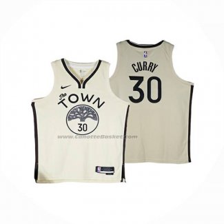 Maglia Golden State Warriors Stephen Curry No 30 Citta 2025-26 Crema