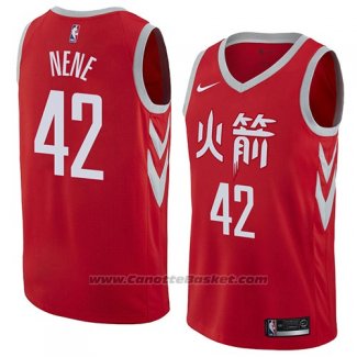 Maglia Houston Rockets Nene #42 Citta 2018 Rosso