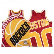 Maglia Houston Rockets Personalizzate Mitchell & Ness Big Face Rosso