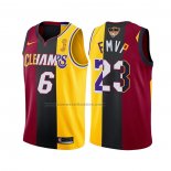 Maglia Los Angeles Lakers LeBron James NO 6 23 2020 Fmvp Heat Cavaliers Split Dual Number Rosso Or