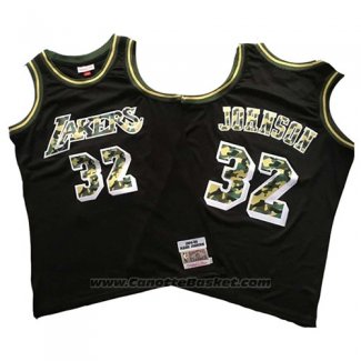 Maglia Los Angeles Lakers Magic Johnson #32 Camuffamento Nero