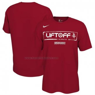 Maglia Manica Corta Houston Rockets 2025 Nba Playoffs Rosso