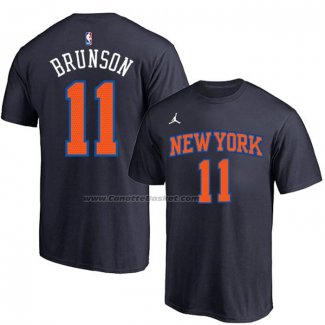 Maglia Manica Corta New York Knicks Jalen Brunson Nero