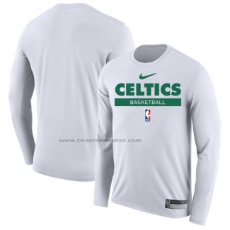 Maglia Manica Lunga Boston Celtics Practice Performance 2022-23 Bianco