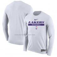 Maglia Manica Lunga Los Angeles Lakers Practice Performance 2022-23 Bianco