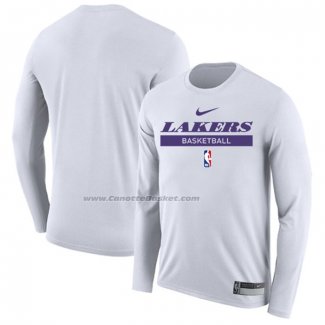 Maglia Manica Lunga Los Angeles Lakers Practice Performance 2022-23 Bianco