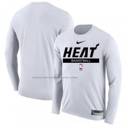 Maglia Manica Lunga Miami Heat Practice Performance 2022-23 Bianco