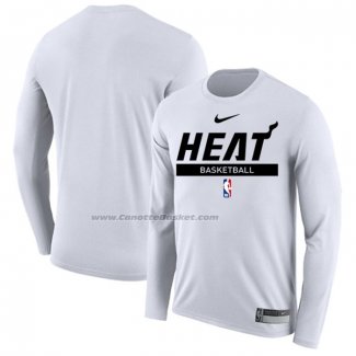 Maglia Manica Lunga Miami Heat Practice Performance 2022-23 Bianco