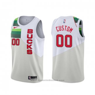 Maglia Milwaukee Bucks Personalizzate Earned Bianco