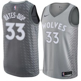 Maglia Minnesota Timberwolves Keita Bates-Diop #33 Citta 2017-18 Grigio