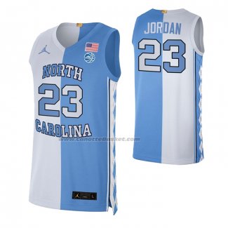 Maglia NCAA North Carolina Tar Heels Michael Jordan #23 Split Blu Bianco