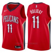 Maglia New Orleans Pelicans Jrue Holiday #11 Statement 2017-18 Rosso