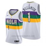 Maglia New Orleans Pelicans Zion Williamson #1 Citta 2019-20 Bianco