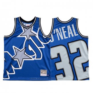 Maglia Orlando Magic Shaquille O'neal #32 Mitchell & Ness Big Face Blu