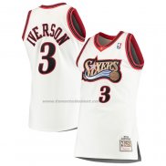 Maglia Philadelphia 76ers Allen Iverson NO 3 Mitchell & Ness 1997-98 Bianco