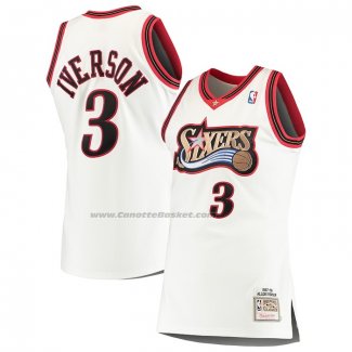 Maglia Philadelphia 76ers Allen Iverson NO 3 Mitchell & Ness 1997-98 Bianco