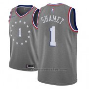 Maglia Philadelphia 76ers Landry Shamet #1 Citta 2018-19 Grigio