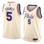 Maglia Philadelphia 76ers Landry Shamet #5 Citta 2018 Crema