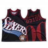 Maglia Philadelphia 76ers Personalizzate Mitchell & Ness Big Face Nero