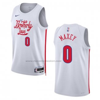 Maglia Philadelphia 76ers Tyrese Maxey #0 Citta 2022-23 Bianco