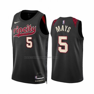 Maglia Portland Trail Blazers Skylar Mays #5 Citta 2023-24 Nero