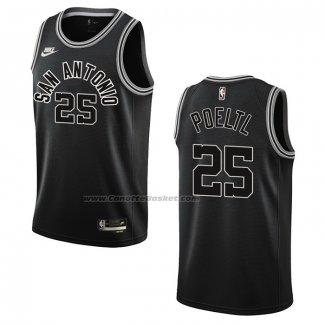 Maglia San Antonio Spurs Jakob Poeltl NO 25 Classic 2022-23 Nero