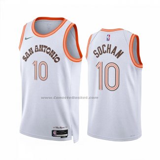 Maglia San Antonio Spurs Jeremy Sochan #10 Citta 2023-24 Bianco