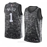 Maglia San Antonio Spurs Lonnie Walker #1 Citta 2018 Grigio2